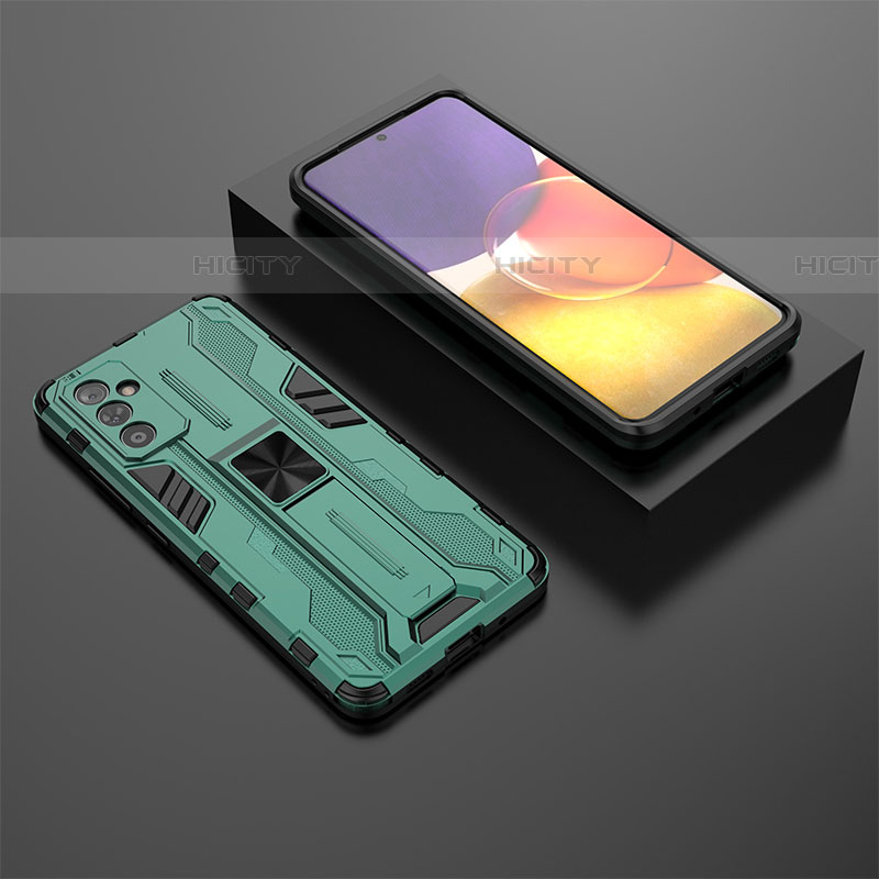 Funda Bumper Silicona y Plastico Mate Carcasa con Magnetico Soporte T01 para Samsung Galaxy A82 5G