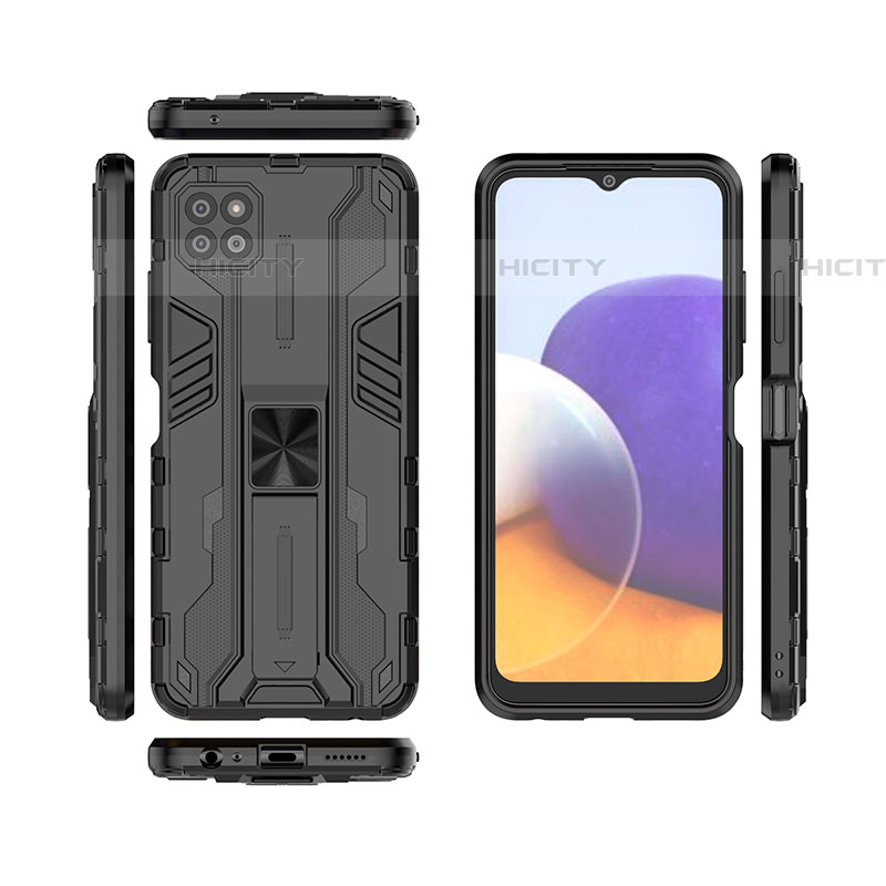 Funda Bumper Silicona y Plastico Mate Carcasa con Magnetico Soporte T01 para Samsung Galaxy F42 5G