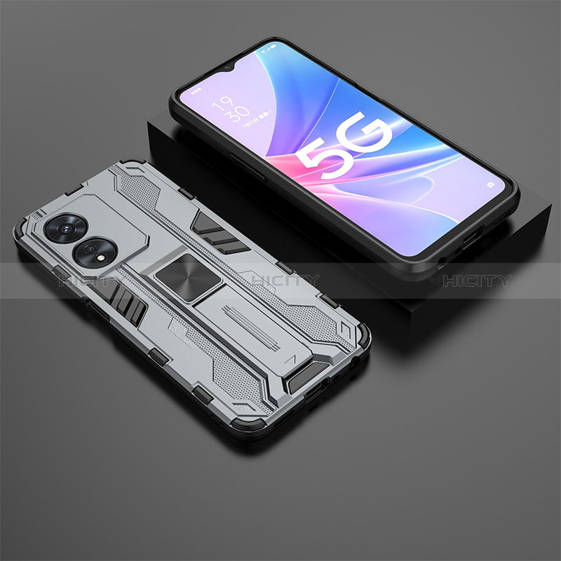 Funda Bumper Silicona y Plastico Mate Carcasa con Magnetico Soporte T02 para Oppo A1 5G