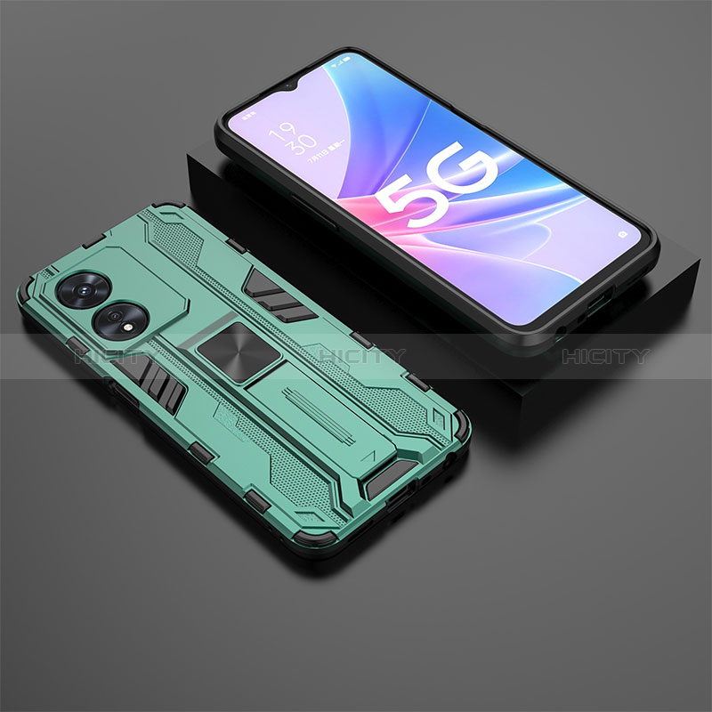 Funda Bumper Silicona y Plastico Mate Carcasa con Magnetico Soporte T02 para Oppo A1 5G