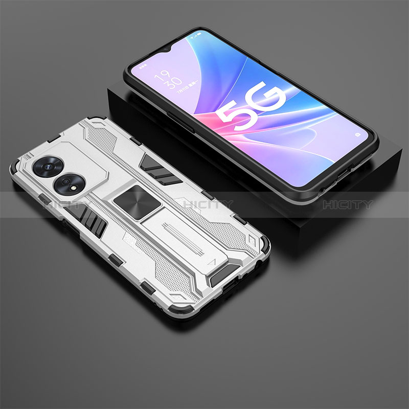 Funda Bumper Silicona y Plastico Mate Carcasa con Magnetico Soporte T02 para Oppo A1 5G