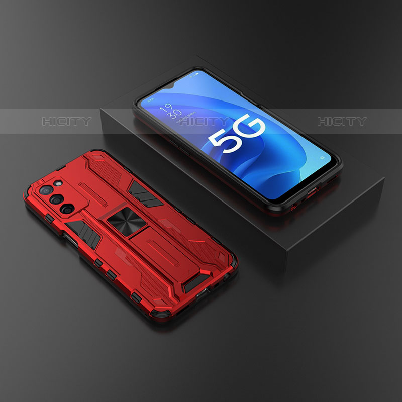 Funda Bumper Silicona y Plastico Mate Carcasa con Magnetico Soporte T02 para Oppo A53s 5G