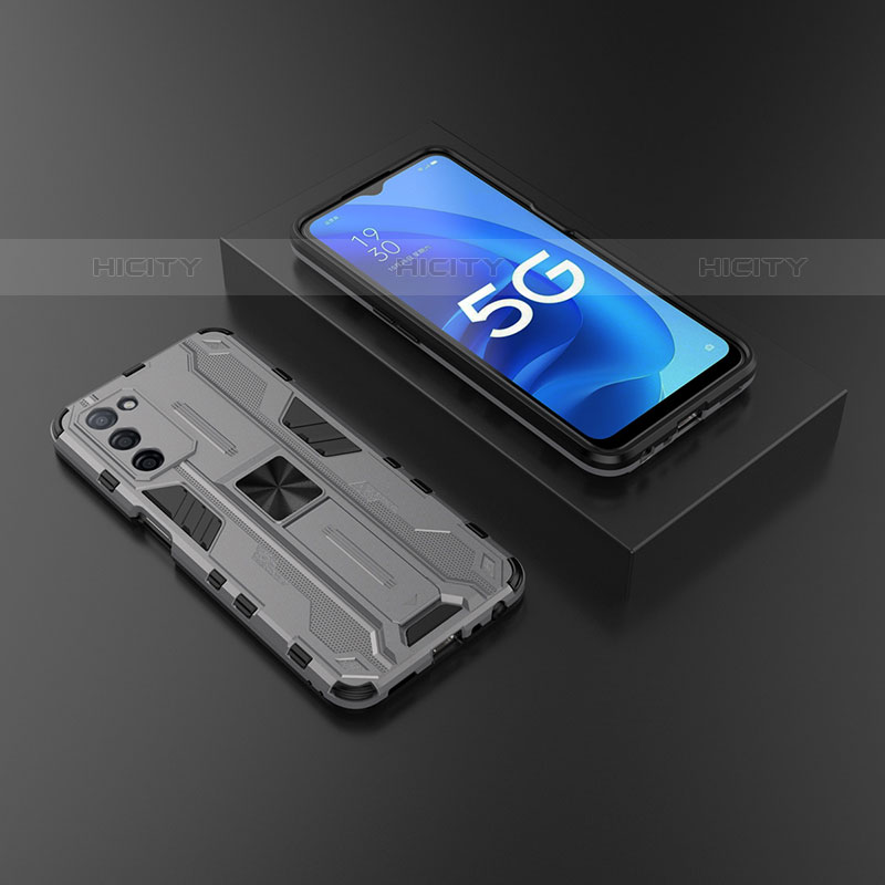 Funda Bumper Silicona y Plastico Mate Carcasa con Magnetico Soporte T02 para Oppo A53s 5G