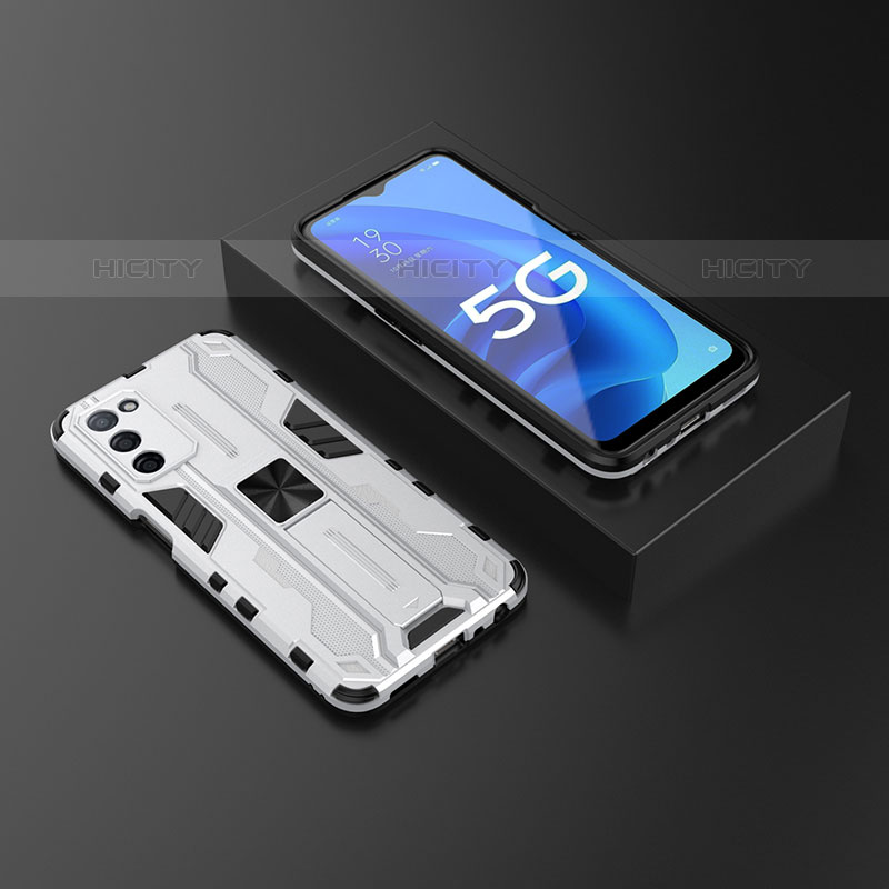 Funda Bumper Silicona y Plastico Mate Carcasa con Magnetico Soporte T02 para Oppo A53s 5G