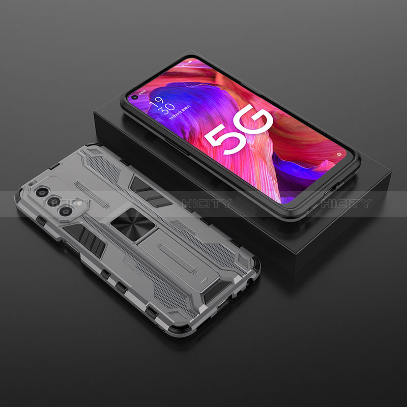 Funda Bumper Silicona y Plastico Mate Carcasa con Magnetico Soporte T02 para Oppo A54 5G