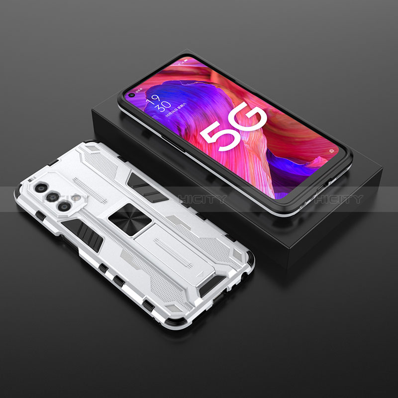 Funda Bumper Silicona y Plastico Mate Carcasa con Magnetico Soporte T02 para Oppo A54 5G