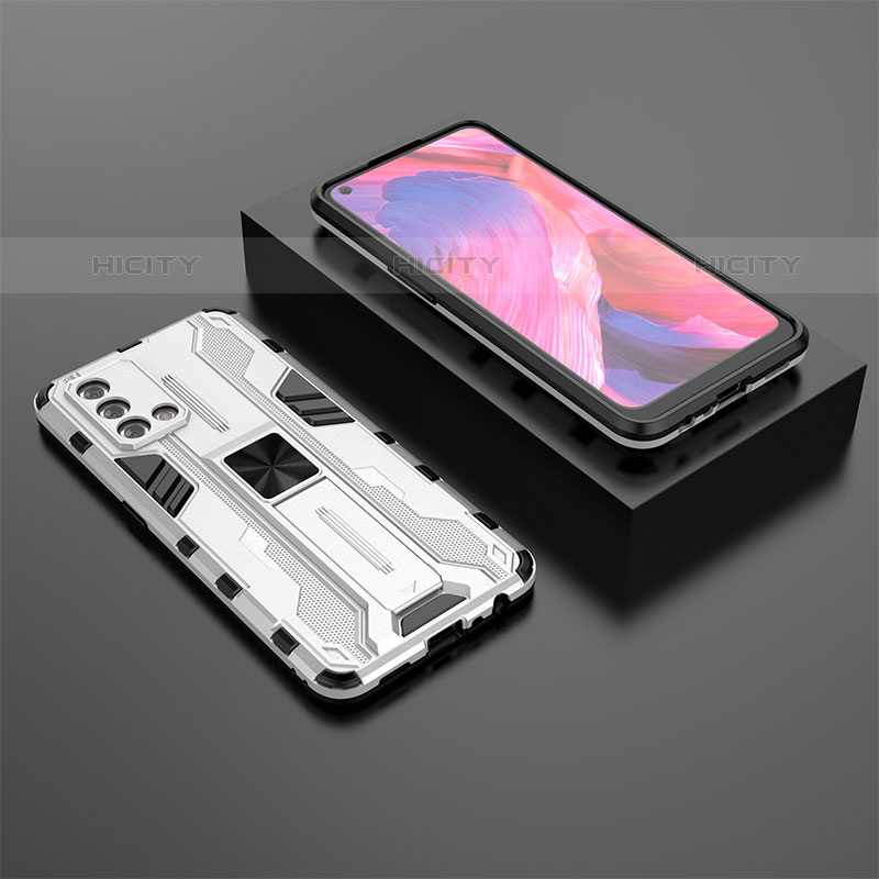 Funda Bumper Silicona y Plastico Mate Carcasa con Magnetico Soporte T02 para Oppo A74 4G