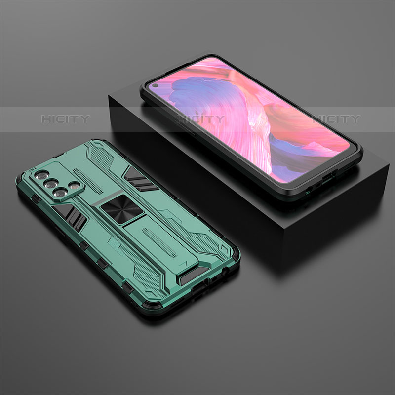 Funda Bumper Silicona y Plastico Mate Carcasa con Magnetico Soporte T02 para Oppo A74 4G