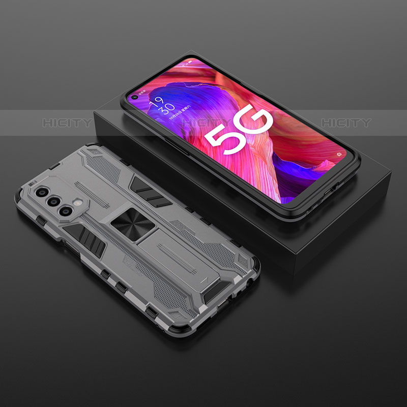 Funda Bumper Silicona y Plastico Mate Carcasa con Magnetico Soporte T02 para Oppo A93 5G