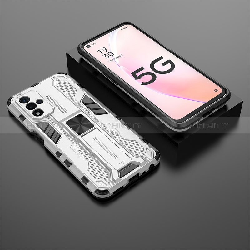 Funda Bumper Silicona y Plastico Mate Carcasa con Magnetico Soporte T02 para Oppo A93s 5G