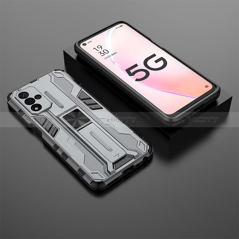 Funda Bumper Silicona y Plastico Mate Carcasa con Magnetico Soporte T02 para Oppo A93s 5G