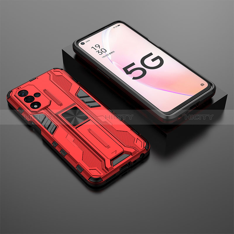 Funda Bumper Silicona y Plastico Mate Carcasa con Magnetico Soporte T02 para Oppo A93s 5G