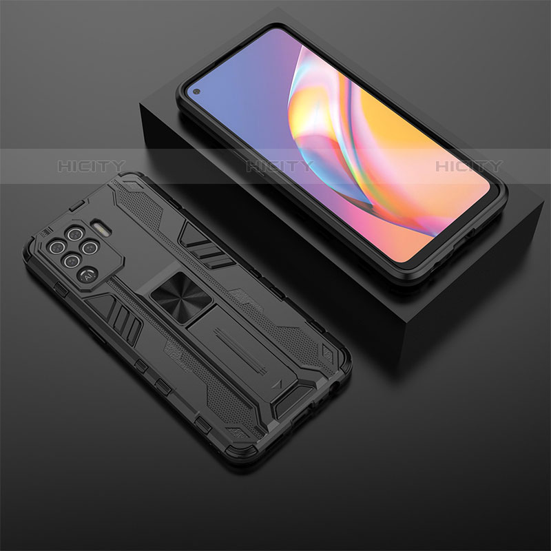 Funda Bumper Silicona y Plastico Mate Carcasa con Magnetico Soporte T02 para Oppo A94 4G