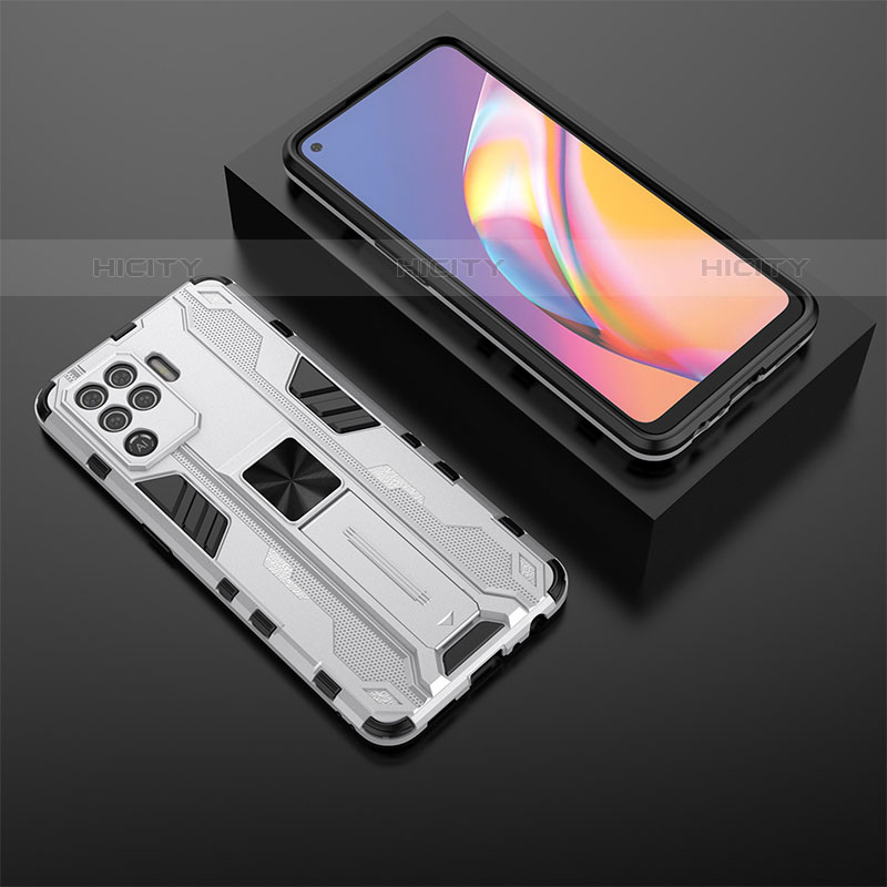 Funda Bumper Silicona y Plastico Mate Carcasa con Magnetico Soporte T02 para Oppo A94 4G