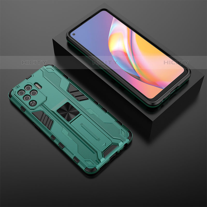 Funda Bumper Silicona y Plastico Mate Carcasa con Magnetico Soporte T02 para Oppo A94 4G