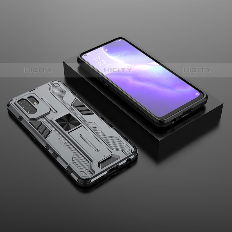 Funda Bumper Silicona y Plastico Mate Carcasa con Magnetico Soporte T02 para Oppo A94 5G