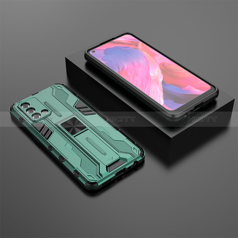 Funda Bumper Silicona y Plastico Mate Carcasa con Magnetico Soporte T02 para Oppo A95 4G