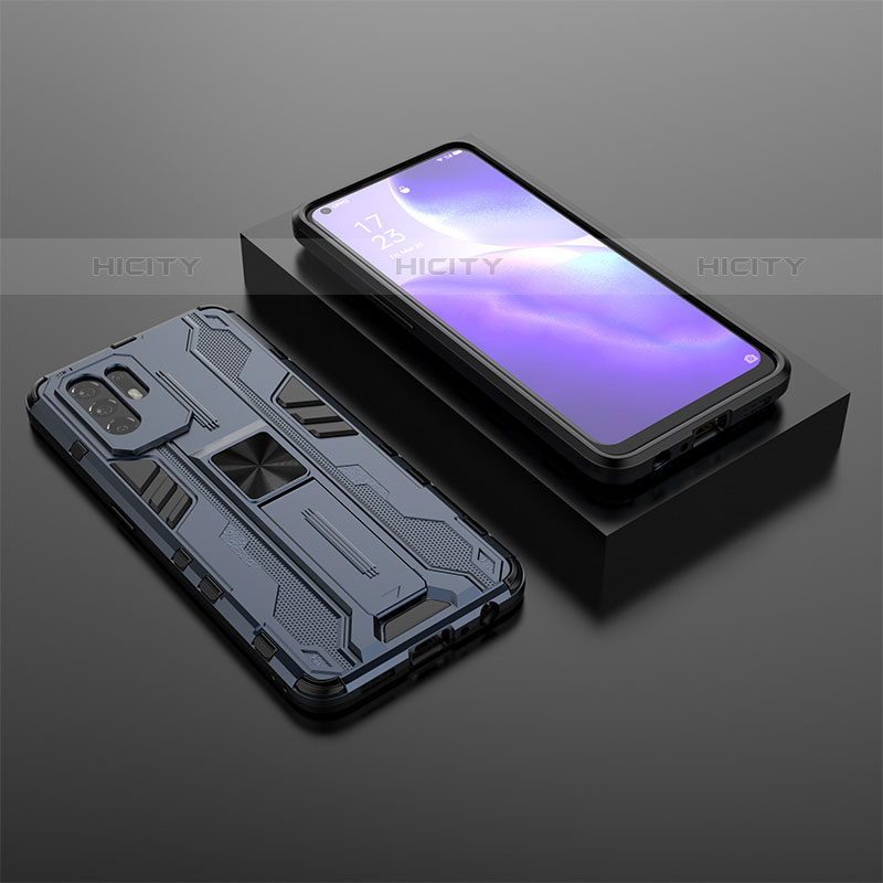 Funda Bumper Silicona y Plastico Mate Carcasa con Magnetico Soporte T02 para Oppo A95 5G