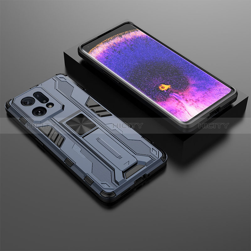 Funda Bumper Silicona y Plastico Mate Carcasa con Magnetico Soporte T02 para Oppo Find X5 5G