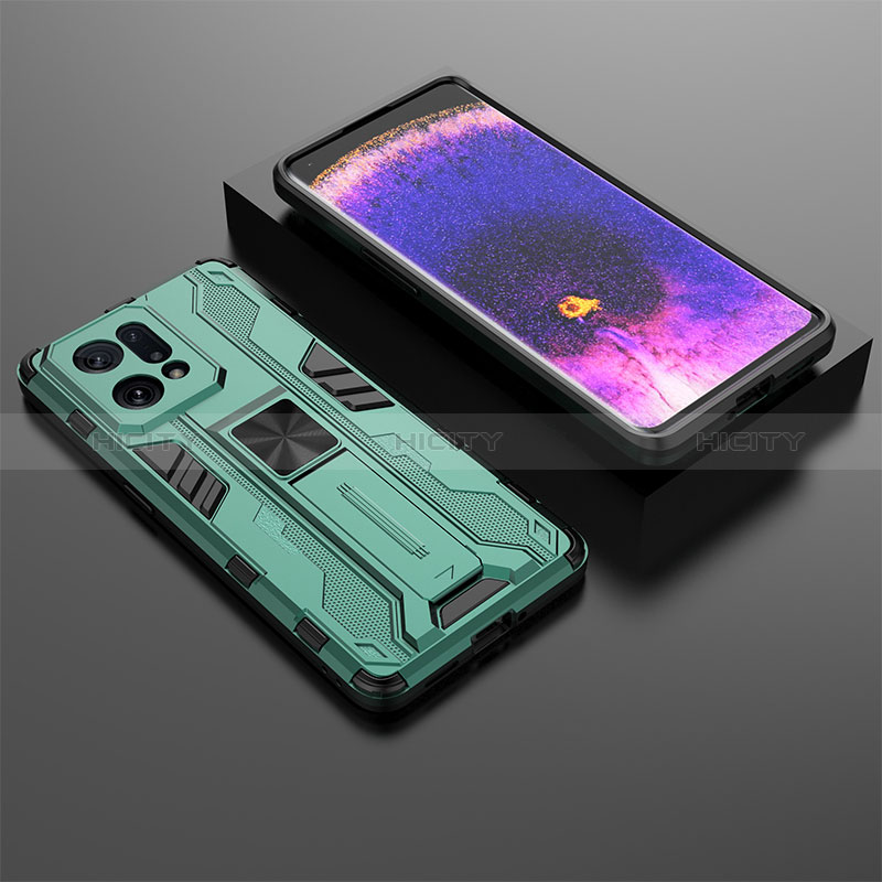 Funda Bumper Silicona y Plastico Mate Carcasa con Magnetico Soporte T02 para Oppo Find X5 5G