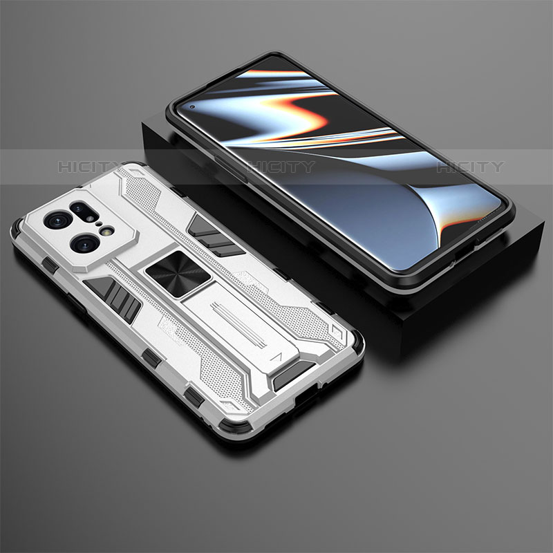 Funda Bumper Silicona y Plastico Mate Carcasa con Magnetico Soporte T02 para Oppo Find X5 Pro 5G