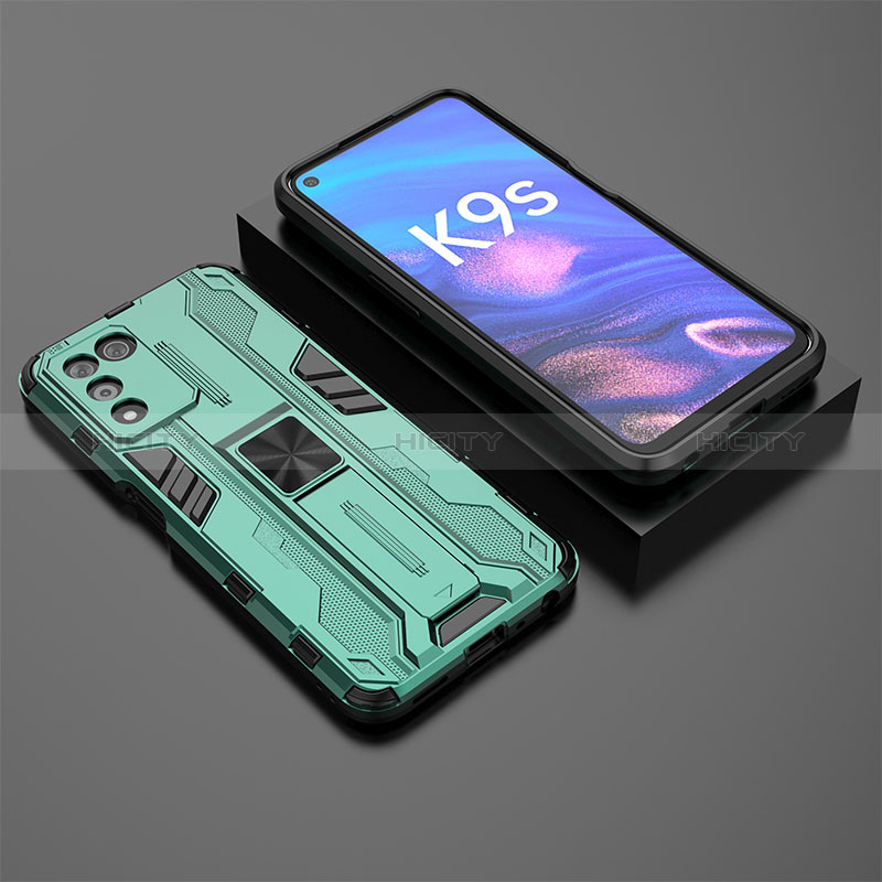 Funda Bumper Silicona y Plastico Mate Carcasa con Magnetico Soporte T02 para Oppo K9S 5G