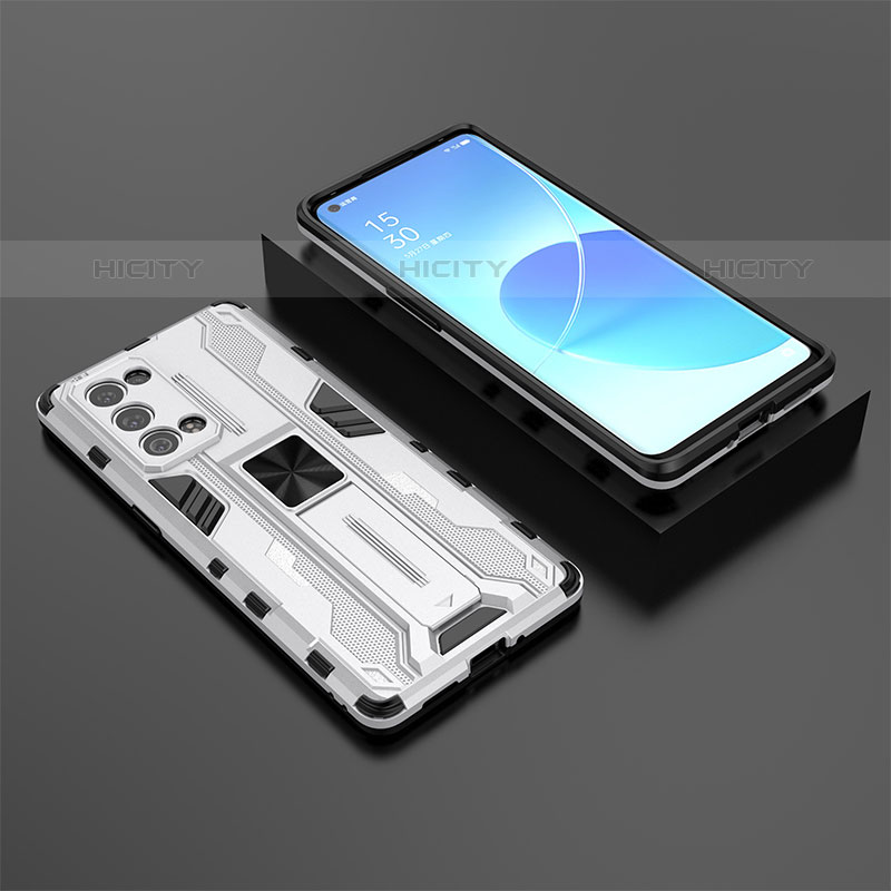 Funda Bumper Silicona y Plastico Mate Carcasa con Magnetico Soporte T02 para Oppo Reno6 Pro 5G