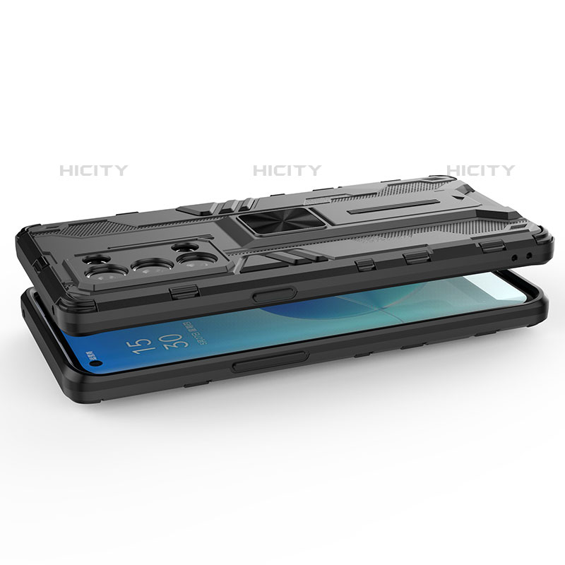 Funda Bumper Silicona y Plastico Mate Carcasa con Magnetico Soporte T02 para Oppo Reno6 Pro 5G