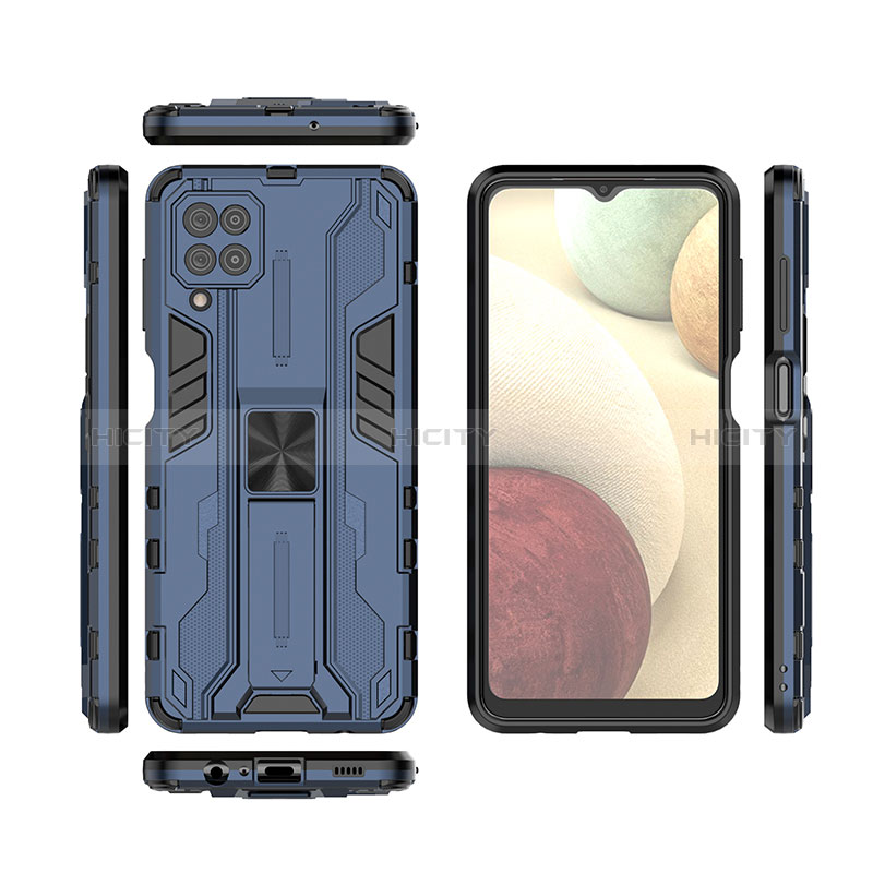 Funda Bumper Silicona y Plastico Mate Carcasa con Magnetico Soporte T02 para Samsung Galaxy A12 5G