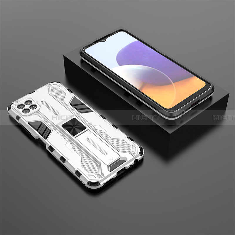 Funda Bumper Silicona y Plastico Mate Carcasa con Magnetico Soporte T02 para Samsung Galaxy A22 5G