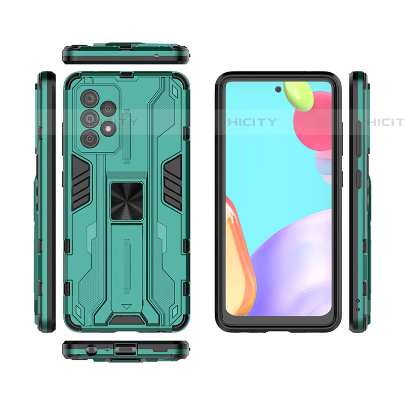 Funda Bumper Silicona y Plastico Mate Carcasa con Magnetico Soporte T02 para Samsung Galaxy A52 4G