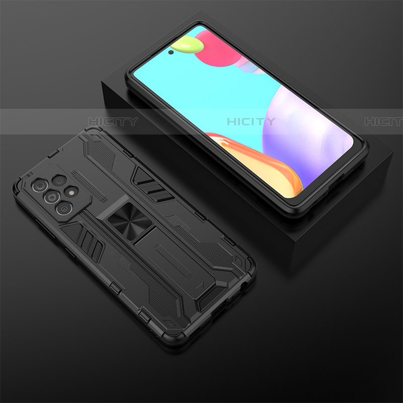 Funda Bumper Silicona y Plastico Mate Carcasa con Magnetico Soporte T02 para Samsung Galaxy A52 4G