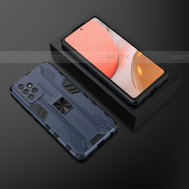 Funda Bumper Silicona y Plastico Mate Carcasa con Magnetico Soporte T02 para Samsung Galaxy A72 4G