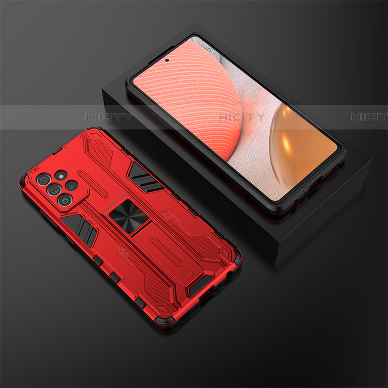 Funda Bumper Silicona y Plastico Mate Carcasa con Magnetico Soporte T02 para Samsung Galaxy A72 4G