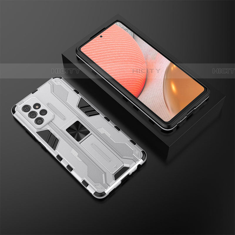 Funda Bumper Silicona y Plastico Mate Carcasa con Magnetico Soporte T02 para Samsung Galaxy A72 4G