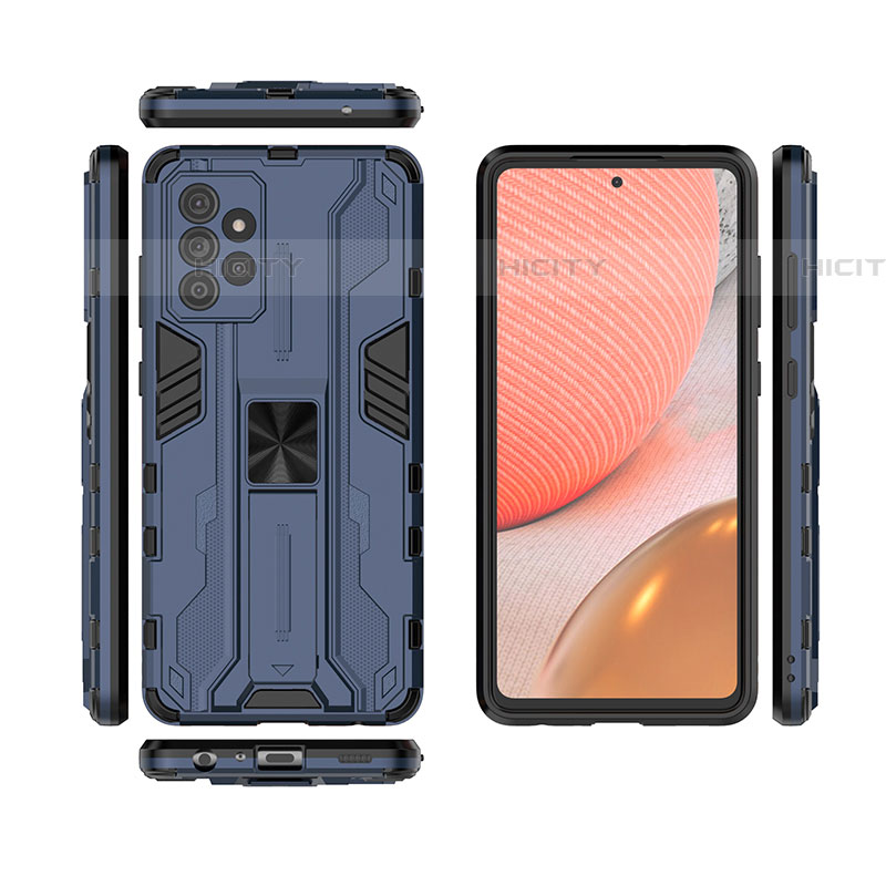 Funda Bumper Silicona y Plastico Mate Carcasa con Magnetico Soporte T02 para Samsung Galaxy A72 4G