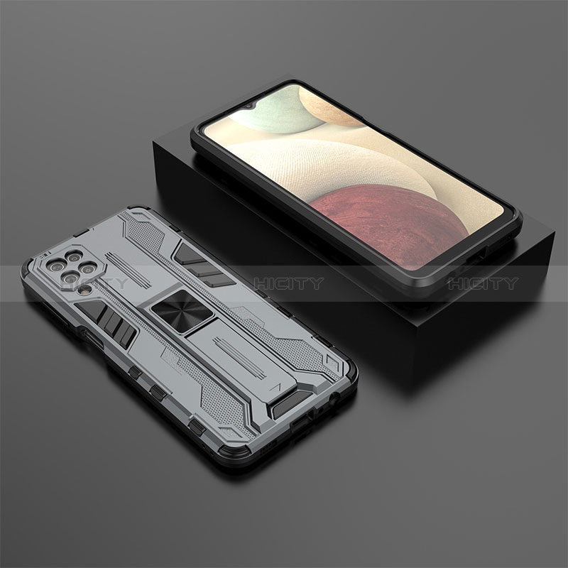 Funda Bumper Silicona y Plastico Mate Carcasa con Magnetico Soporte T02 para Samsung Galaxy F12