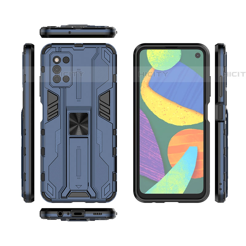 Funda Bumper Silicona y Plastico Mate Carcasa con Magnetico Soporte T02 para Samsung Galaxy F52 5G