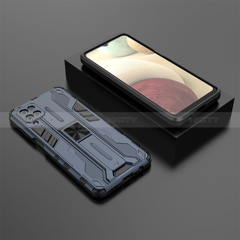 Funda Bumper Silicona y Plastico Mate Carcasa con Magnetico Soporte T02 para Samsung Galaxy M12