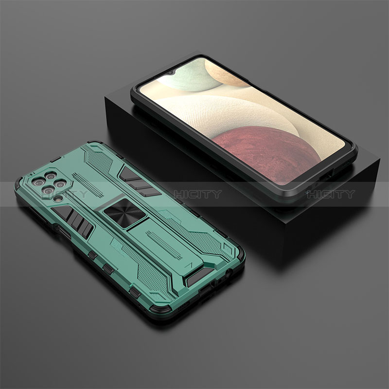 Funda Bumper Silicona y Plastico Mate Carcasa con Magnetico Soporte T02 para Samsung Galaxy M12