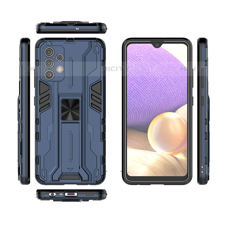 Funda Bumper Silicona y Plastico Mate Carcasa con Magnetico Soporte T02 para Samsung Galaxy M32 5G