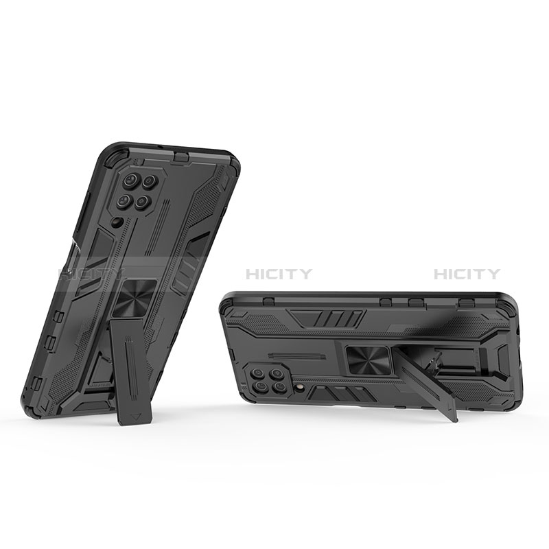 Funda Bumper Silicona y Plastico Mate Carcasa con Magnetico Soporte T04 para Samsung Galaxy F12