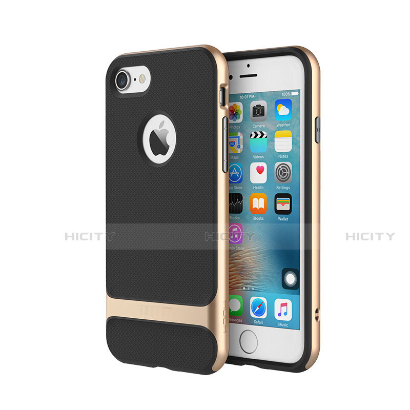 Funda Bumper Silicona y Plastico Mate Carcasa con Soporte A01 para Apple iPhone 7 Plus