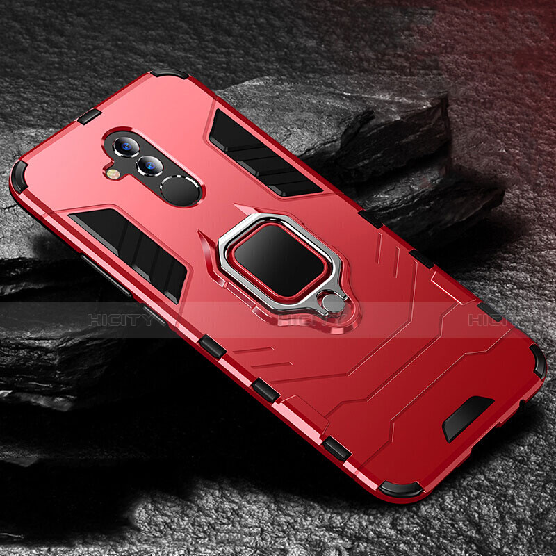 Funda Bumper Silicona y Plastico Mate Carcasa con Soporte A01 para Huawei Mate 20 Lite Rojo