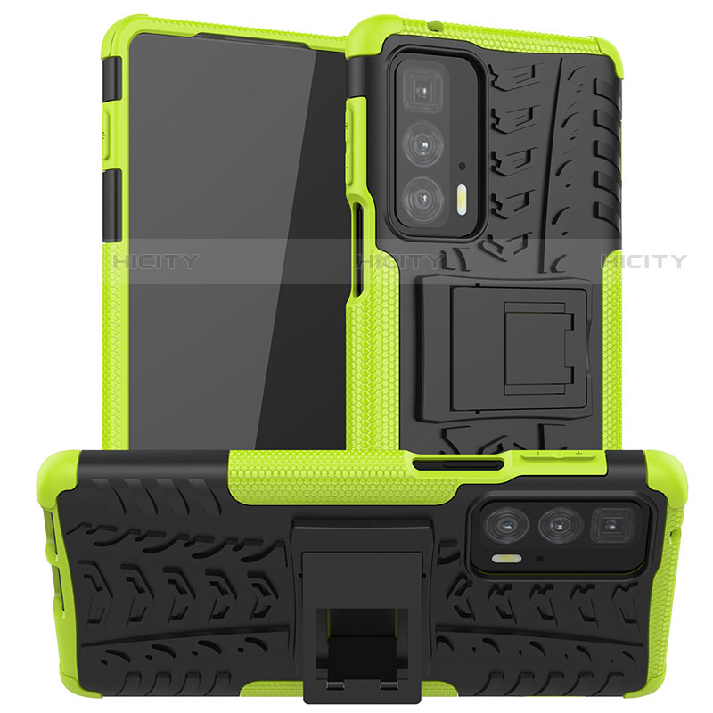 Funda Bumper Silicona y Plastico Mate Carcasa con Soporte A01 para Motorola Moto Edge 20 Pro 5G Verde