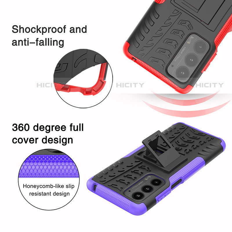 Funda Bumper Silicona y Plastico Mate Carcasa con Soporte A01 para Motorola Moto Edge (2021) 5G