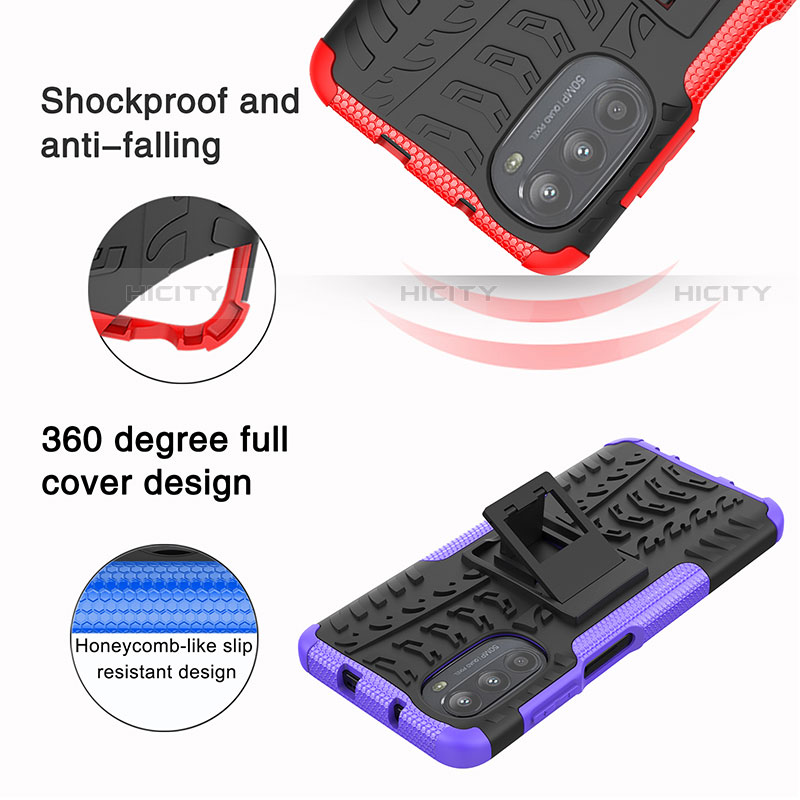 Funda Bumper Silicona y Plastico Mate Carcasa con Soporte A01 para Motorola Moto Edge (2022) 5G