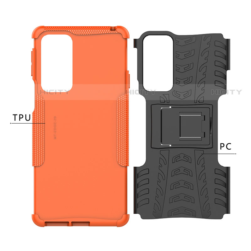 Funda Bumper Silicona y Plastico Mate Carcasa con Soporte A01 para Motorola Moto Edge Lite 5G