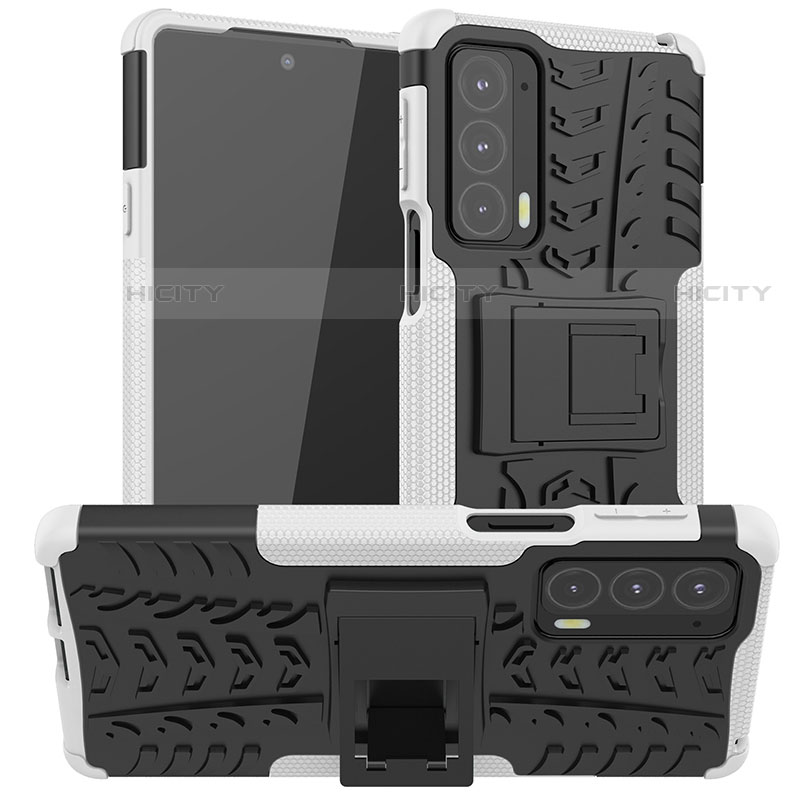 Funda Bumper Silicona y Plastico Mate Carcasa con Soporte A01 para Motorola Moto Edge Lite 5G