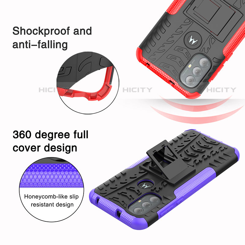 Funda Bumper Silicona y Plastico Mate Carcasa con Soporte A01 para Motorola Moto G Play (2023)